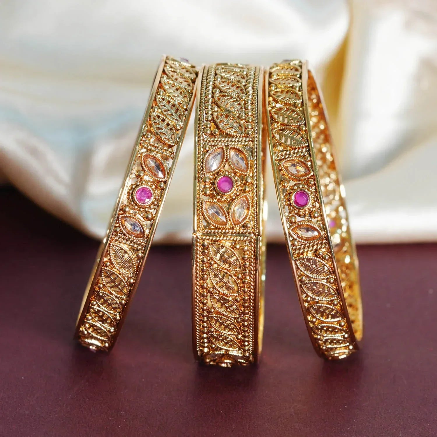 Antique Collection Jewelry for Women & Girl, Traditional Look Brass Kada Set for Ladies - The Golden Cascade